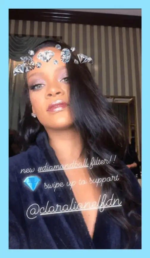 Rhianna with an AR filter