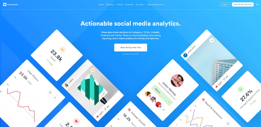 Screenshot of Iconosquare homepage