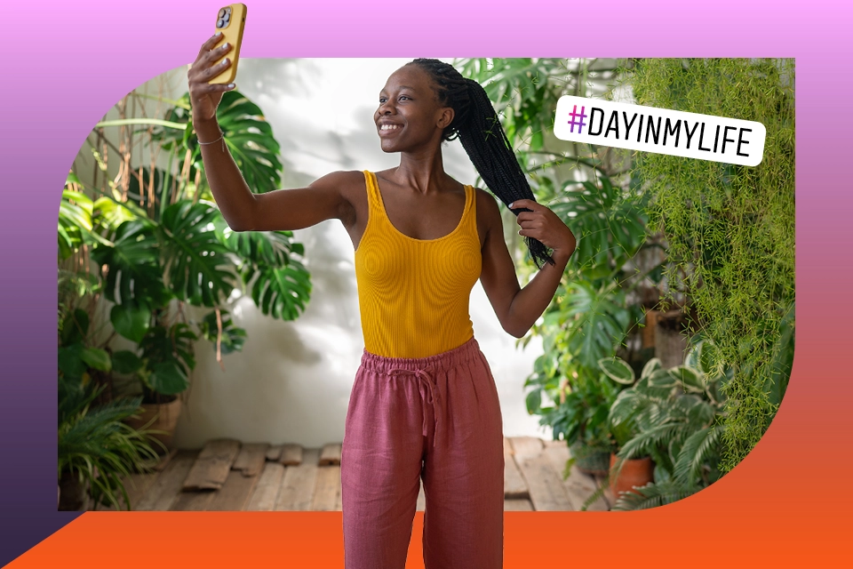 Stylized image of an influencer taking a photo to symbolize Instagram story ideas