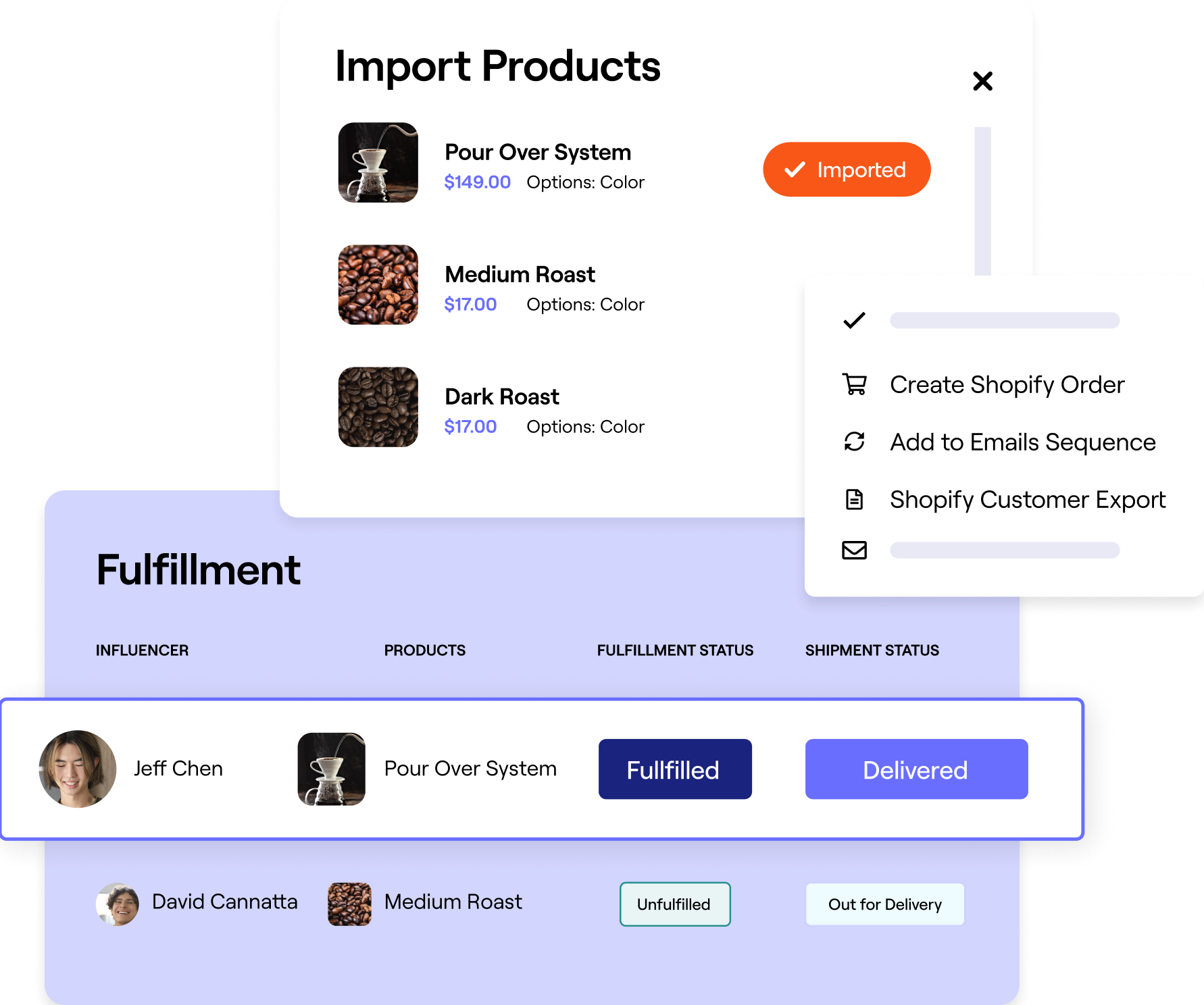 In-platform product seeding and tracking