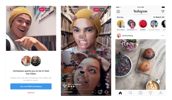 Screenshot of an Instagram Live session