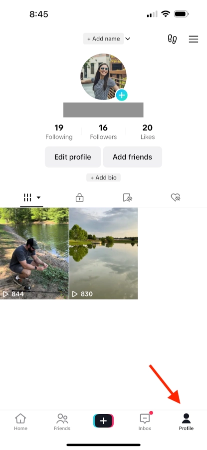 Screenshot of TikTok profile