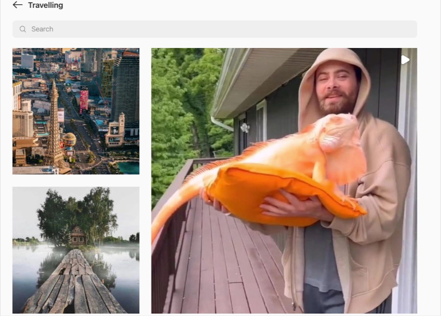 Screenshot of Instagram results for "travelling"