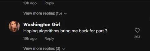 TikTok Comment from Washington Girl